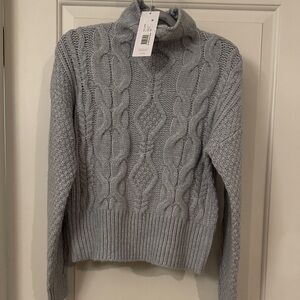 525 America Blue (arctic ice) Cable Knit Turtleneck Sweater